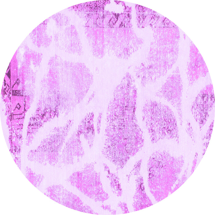 Round Machine Washable Abstract Purple Modern Area Rugs, wshabs1041pur