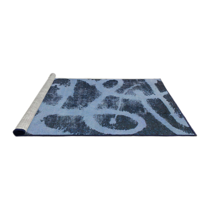 Sideview of Machine Washable Abstract Denim Blue Rug, wshabs1042