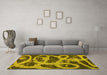 Machine Washable Persian Yellow Bohemian Rug in a Living Room, wshabs1042yw