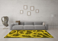 Machine Washable Persian Yellow Bohemian Rug, wshabs1042yw