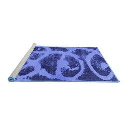 Sideview of Machine Washable Persian Blue Bohemian Rug, wshabs1042blu