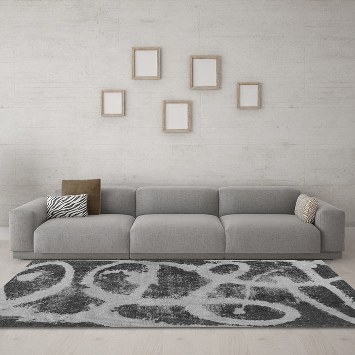 Machine Washable Persian Gray Bohemian Rug in a Living Room,, wshabs1042gry