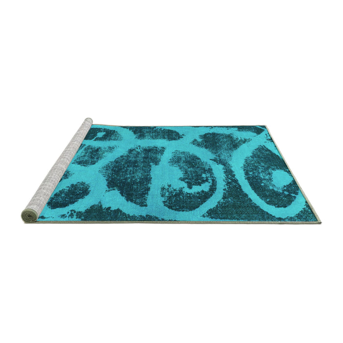 Sideview of Machine Washable Persian Turquoise Bohemian Area Rugs, wshabs1042turq