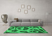 Machine Washable Persian Green Bohemian Area Rugs in a Living Room,, wshabs1042grn