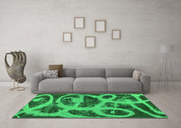 Machine Washable Persian Green Bohemian Rug, wshabs1042grn