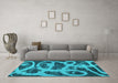 Machine Washable Persian Turquoise Bohemian Area Rugs in a Living Room,, wshabs1042turq