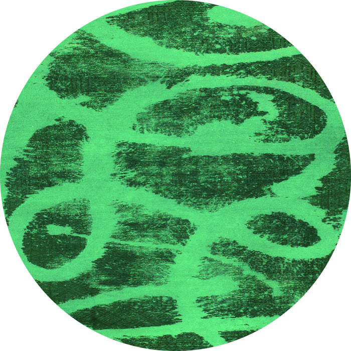 Round Machine Washable Persian Green Bohemian Area Rugs, wshabs1042grn