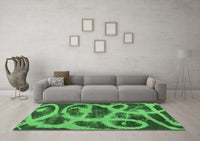 Machine Washable Persian Emerald Green Bohemian Rug, wshabs1042emgrn