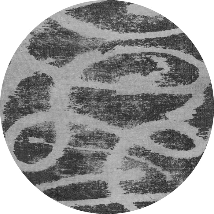 Round Machine Washable Persian Gray Bohemian Rug, wshabs1042gry