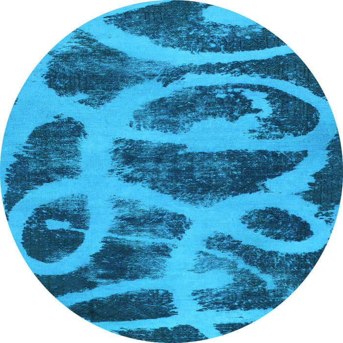 Round Machine Washable Persian Light Blue Bohemian Rug, wshabs1042lblu