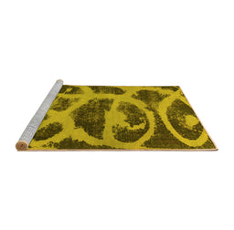 Sideview of Machine Washable Persian Yellow Bohemian Rug, wshabs1042yw