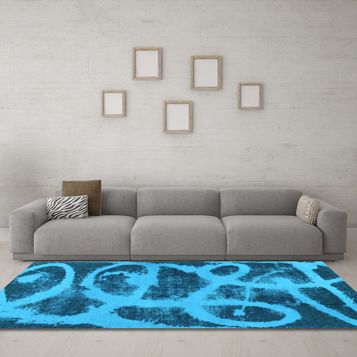 Machine Washable Persian Light Blue Bohemian Rug in a Living Room, wshabs1042lblu