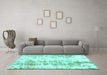 Machine Washable Abstract Turquoise Modern Area Rugs in a Living Room,, wshabs1043turq