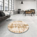 Abstract Peach Puff Gold Modern Rug in a Bedroom, abs1043