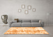 Machine Washable Abstract Orange Modern Area Rugs in a Living Room, wshabs1043org