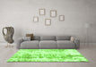 Machine Washable Abstract Green Modern Area Rugs in a Living Room,, wshabs1043grn