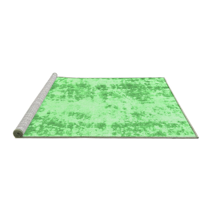 Sideview of Machine Washable Abstract Emerald Green Modern Area Rugs, wshabs1043emgrn