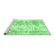 Sideview of Machine Washable Abstract Emerald Green Modern Area Rugs, wshabs1043emgrn