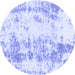 Round Abstract Blue Modern Rug, abs1043blu