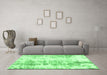 Machine Washable Abstract Emerald Green Modern Area Rugs in a Living Room,, wshabs1043emgrn