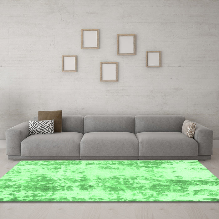 Machine Washable Abstract Emerald Green Modern Area Rugs in a Living Room,, wshabs1043emgrn