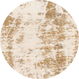 Round Machine Washable Abstract Peach Rug, wshabs1043