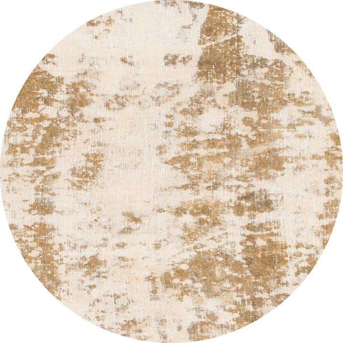 Round Machine Washable Abstract Peach Rug, wshabs1043
