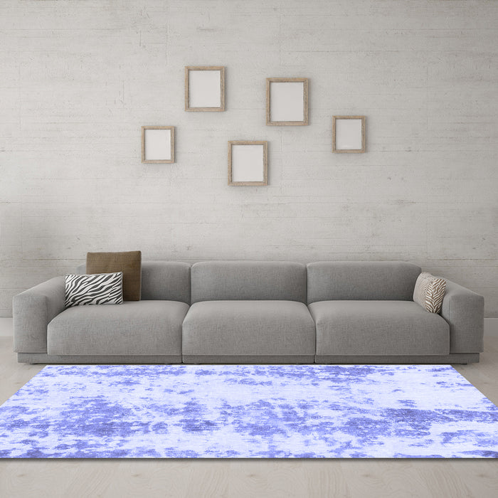 Machine Washable Abstract Blue Modern Rug in a Living Room, wshabs1043blu