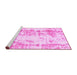 Sideview of Machine Washable Abstract Pink Modern Rug, wshabs1043pnk