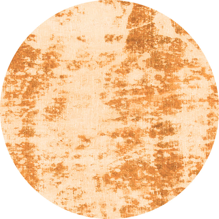 Round Machine Washable Abstract Orange Modern Area Rugs, wshabs1043org