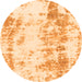 Round Machine Washable Abstract Orange Modern Area Rugs, wshabs1043org