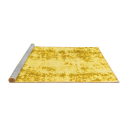 Sideview of Machine Washable Abstract Yellow Modern Rug, wshabs1043yw