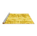 Sideview of Machine Washable Abstract Yellow Modern Rug, wshabs1043yw