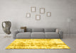 Machine Washable Abstract Yellow Modern Rug in a Living Room, wshabs1043yw