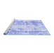 Sideview of Machine Washable Abstract Blue Modern Rug, wshabs1043blu