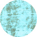 Round Abstract Light Blue Modern Rug, abs1043lblu