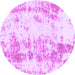 Round Machine Washable Abstract Purple Modern Area Rugs, wshabs1043pur