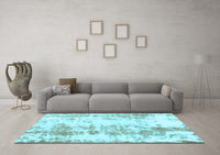 Machine Washable Abstract Light Blue Modern Rug, wshabs1043lblu