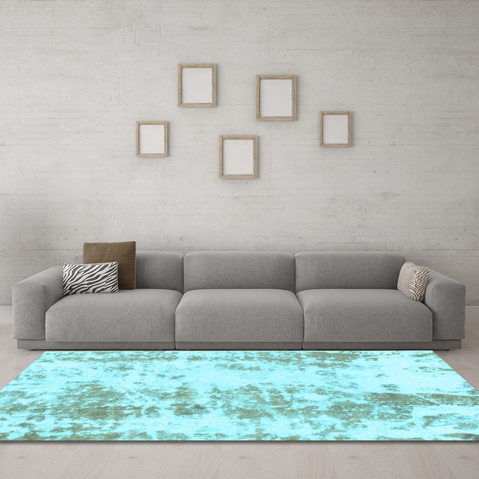 Machine Washable Abstract Light Blue Modern Rug in a Living Room, wshabs1043lblu