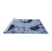 Sideview of Machine Washable Abstract Azure Blue Rug, wshabs1044