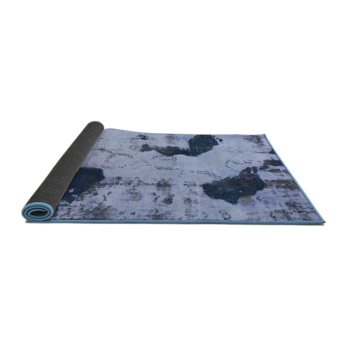 Sideview of Abstract Azure Blue Modern Rug, abs1044