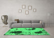 Machine Washable Abstract Green Modern Area Rugs in a Living Room,, wshabs1044grn