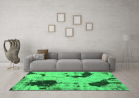 Machine Washable Abstract Green Modern Rug, wshabs1044grn