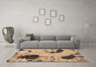 Machine Washable Abstract Brown Modern Rug in a Living Room,, wshabs1044brn