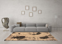 Machine Washable Abstract Brown Modern Rug, wshabs1044brn