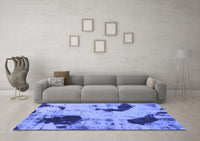 Machine Washable Abstract Blue Modern Rug, wshabs1044blu