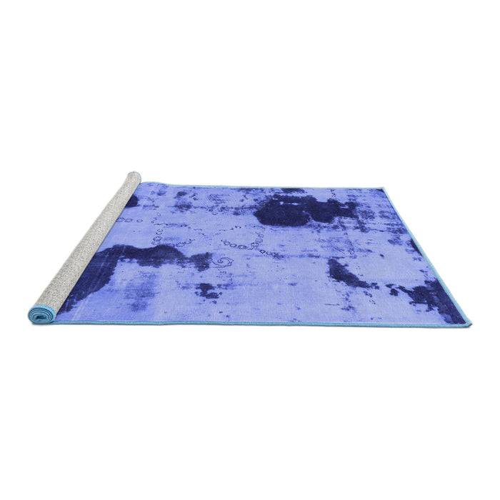 Sideview of Machine Washable Abstract Blue Modern Rug, wshabs1044blu