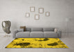 Machine Washable Abstract Yellow Modern Rug in a Living Room, wshabs1044yw