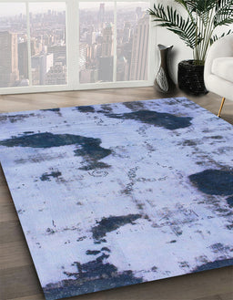 Machine Washable Abstract Azure Blue Rug in a Family Room, wshabs1044