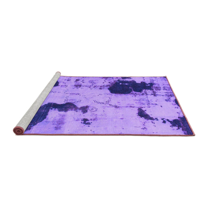 Sideview of Machine Washable Abstract Purple Modern Area Rugs, wshabs1044pur